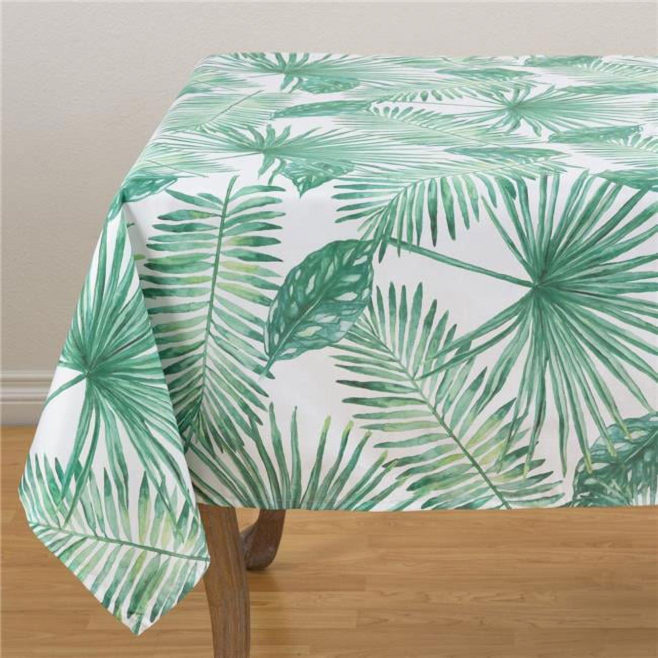 Green Tropical Leaf Square Cotton Throw Pillow