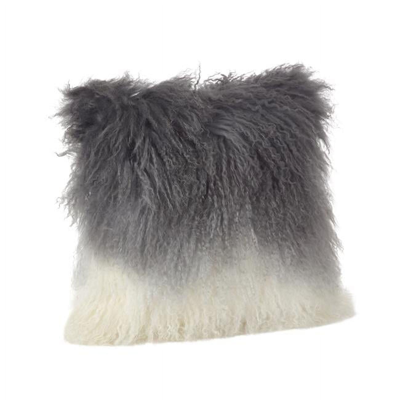 Saro Lifestyle Mongolian Collection Mongolian Lamb Fur Wool Throw Pillow, Poly Filled