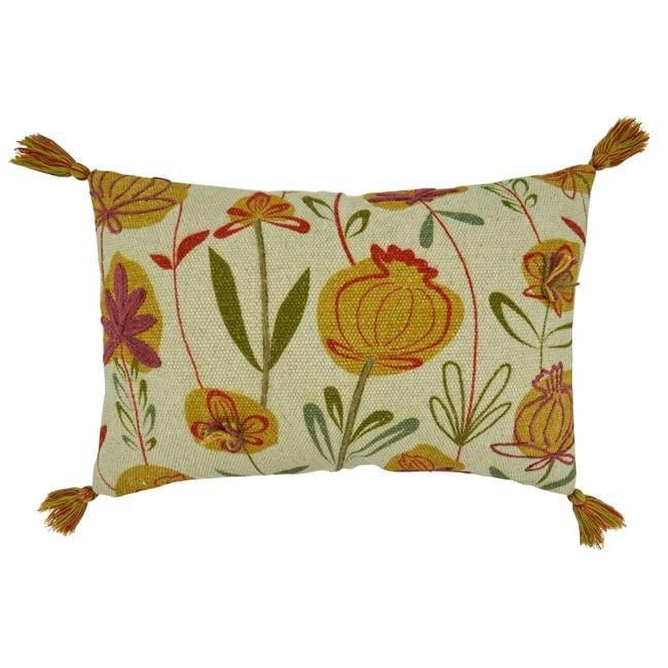 Saro Blossom Collection Floral Cotton Throw Pillow