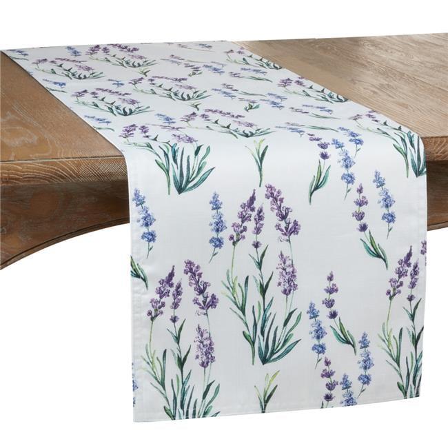 Lavender Blossom Print Bohemian Polyester Table Runner 16"x90"