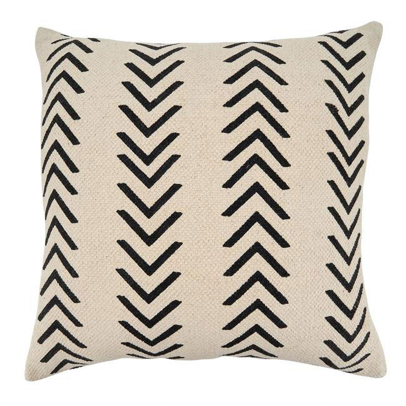 22"x22" Oversize Chevron Square Throw Pillow Cover Cream/Black - Saro Lifestyle