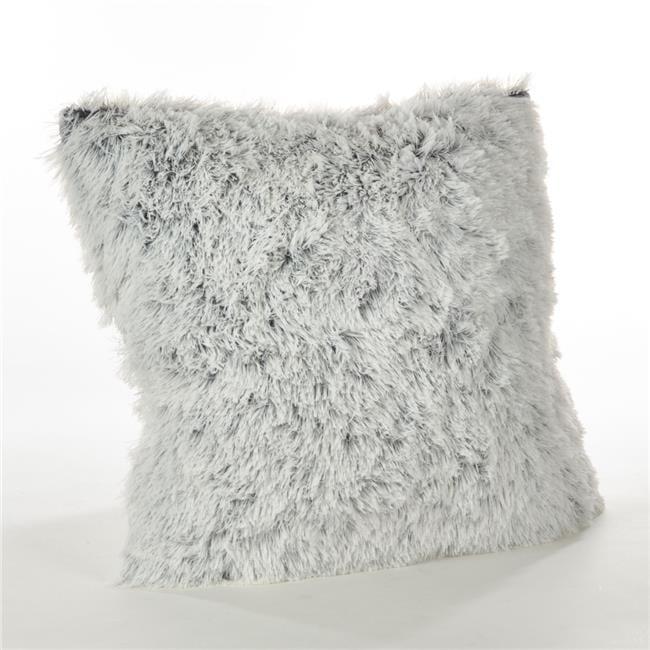 White Juneau Two-Tone Faux Fur Throw Pillow (18") - Saro Lifestyle: Contemporary Square Design, Removable Cover, Indoor Use