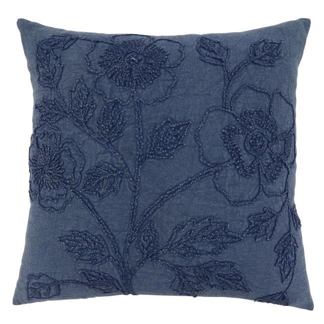 Saro Genevieve Collection Appliqued Cotton Throw Pillow