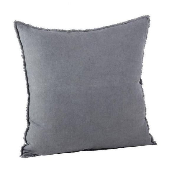 20"x20" Oversize Fringed Design Linen Square Throw Pillow Slate - Saro Lifestyle