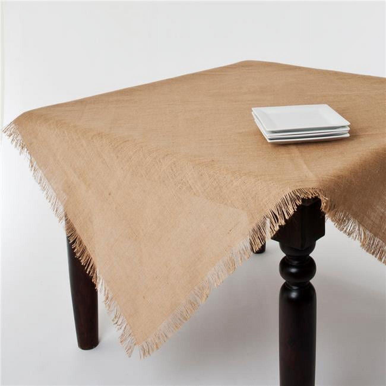 SARO  20 in. Square Fringed Jute Tablecloth - Natural