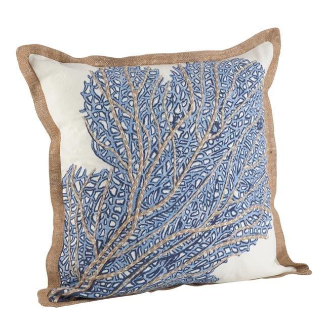 Neptunian Embroidered Cotton Throw Pillow