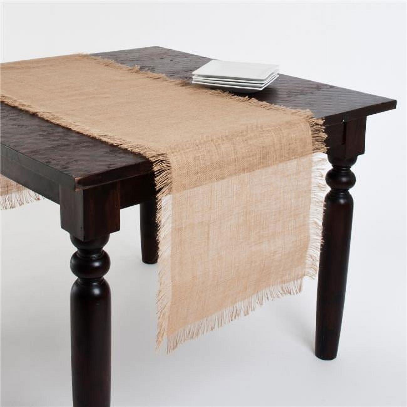 Fringed Jute Runner Natural (20"x70"): Saro Lifestyle, Woven Texture, Playful Edges, Rustic Charm