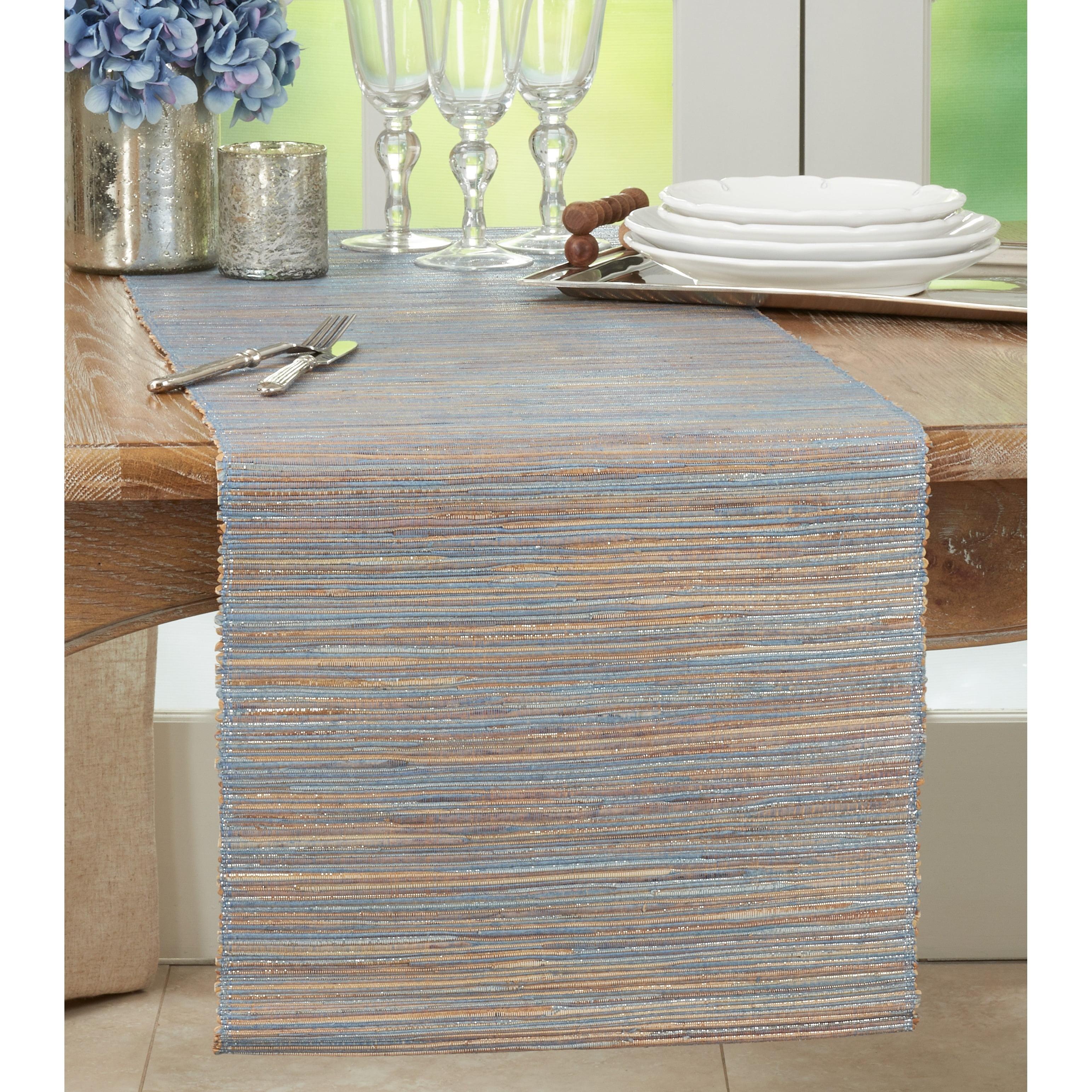 Saro Lifestyle Shimmering Woven Nubby Runner, Blue, 16" x 72"
