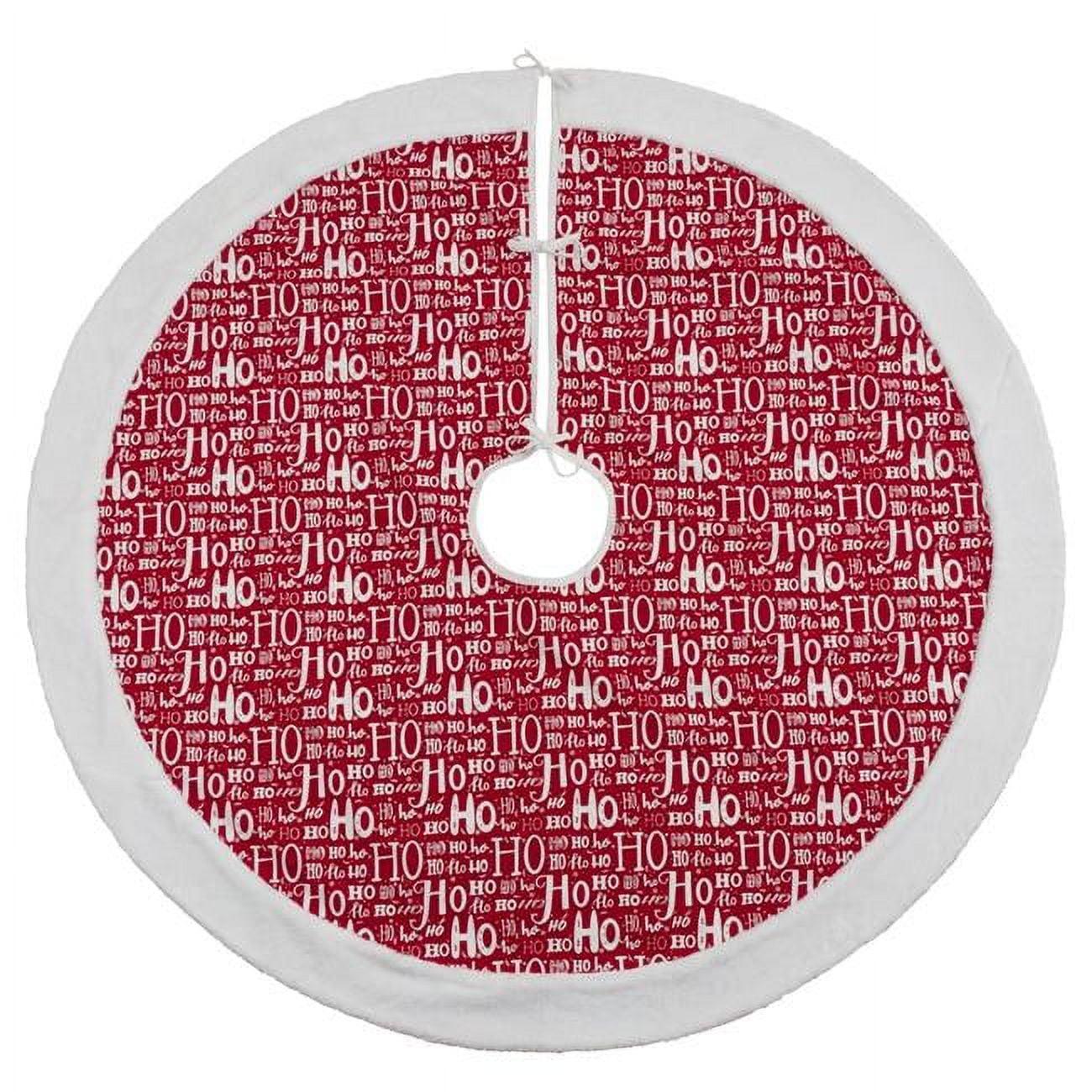 Red and White Cotton Ho Ho Ho Christmas Tree Skirt