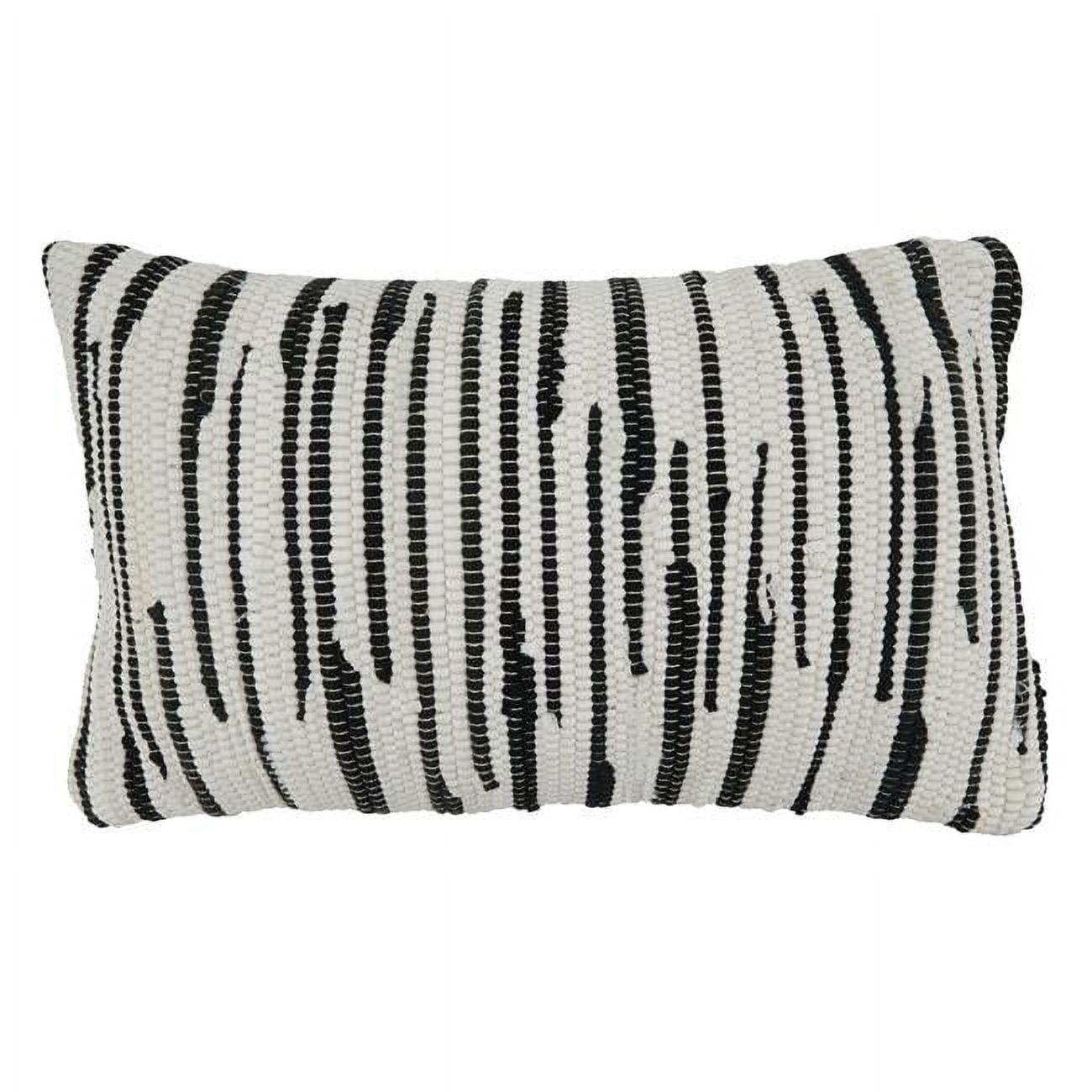 14"x23" Oversize Zebra Chindi Design Cotton Lumbar Throw Pillow Cover Black/White - Saro Lifestyle