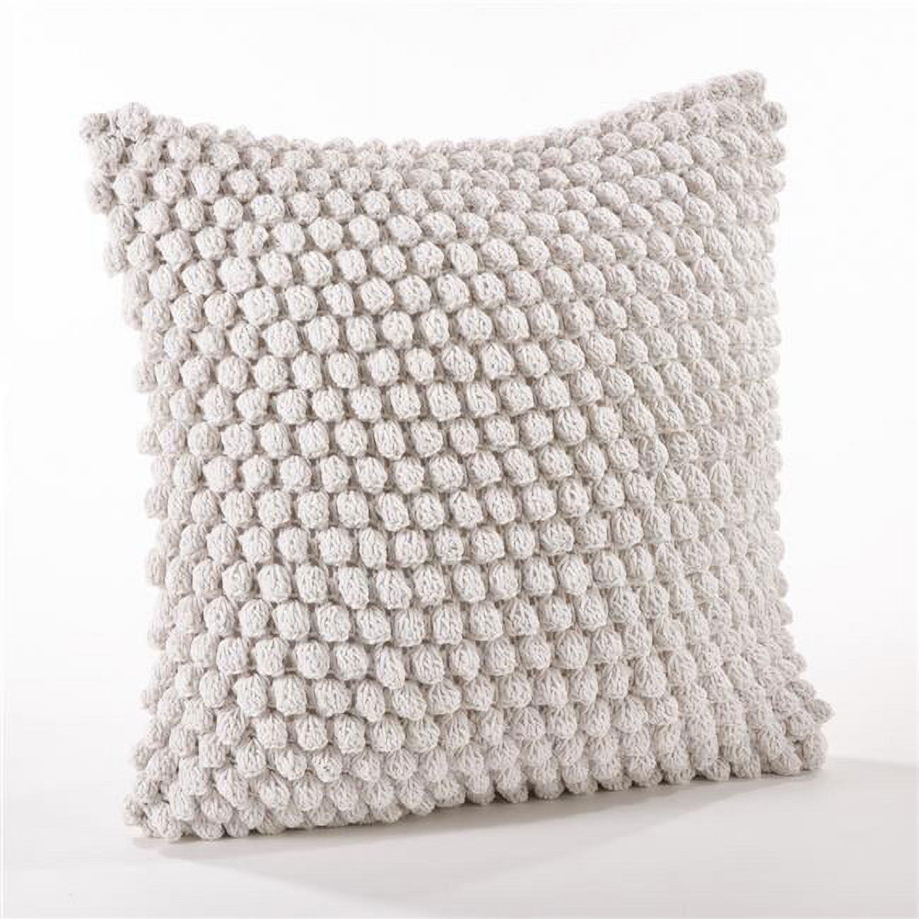 20"x20" Oversize Down Filled Crochet Pom-Pom Square Throw Pillow - Saro Lifestyle