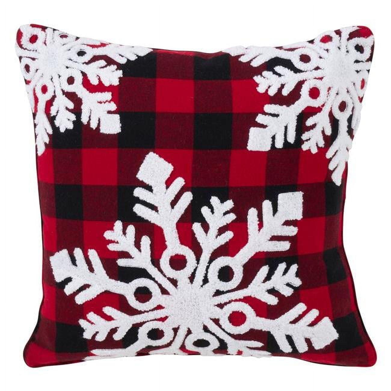 Buffalo Plaid Snowflake Medium Cotton Throw Pillow