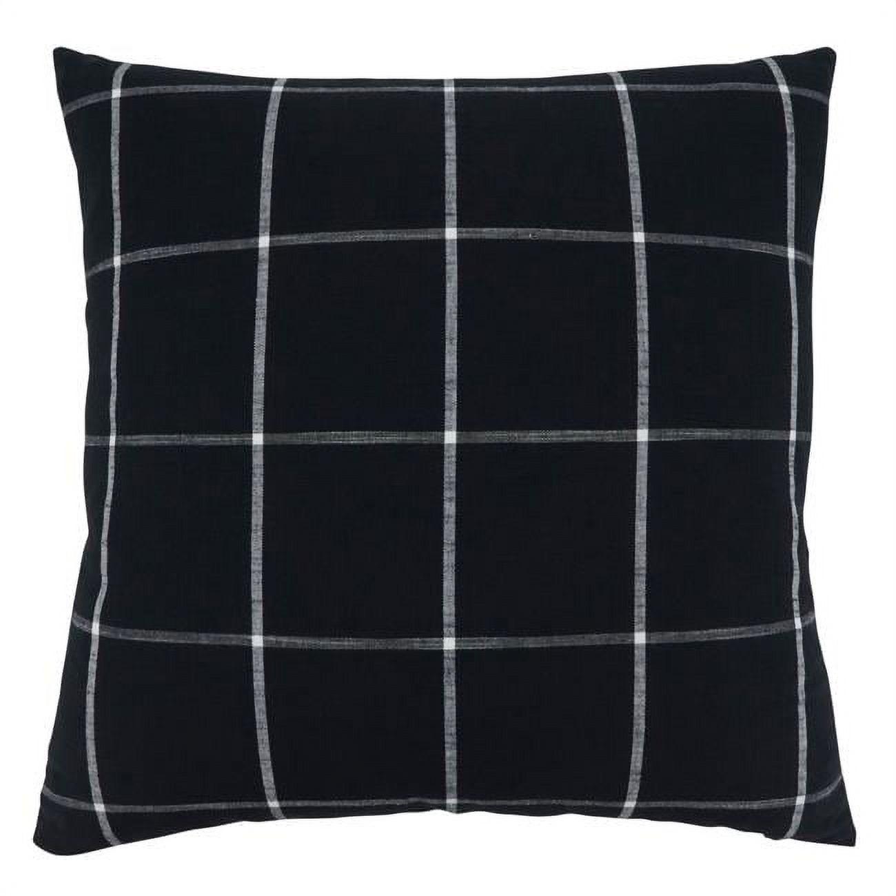 SARO 389P.BK20SC 20 in. Square Black Large Plaid Pillow Cover