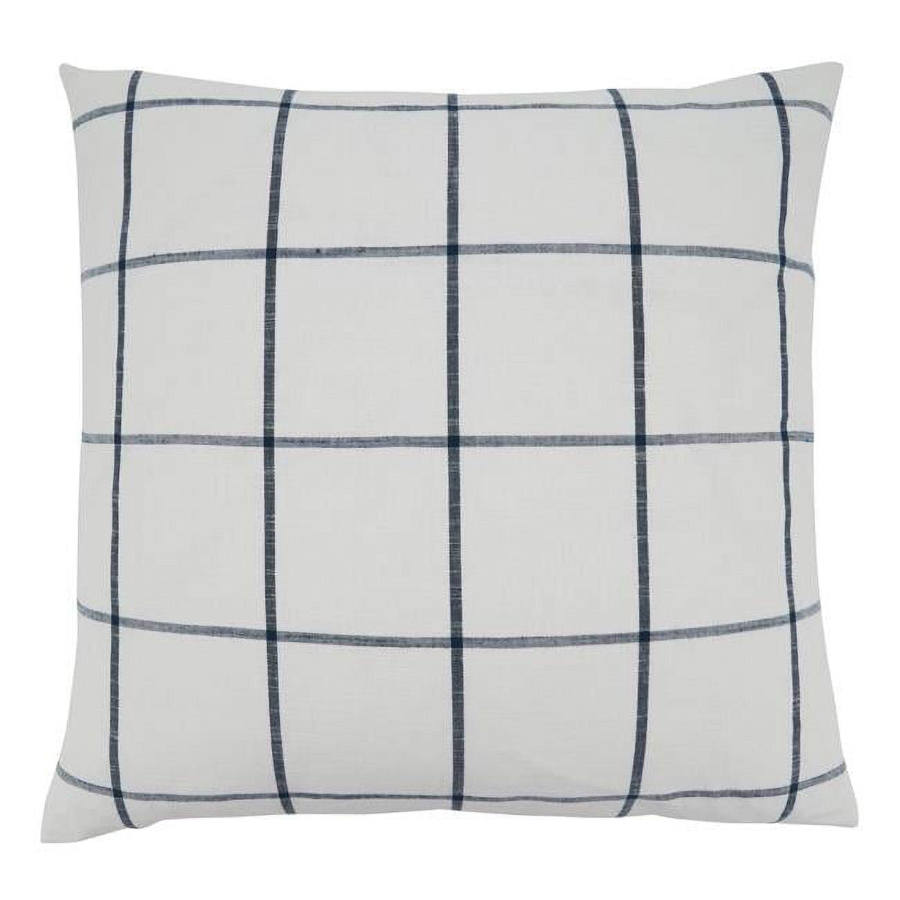 SARO 389P.W20SD 20 in. Square White Large Plaid Throw Pillow with Down Filling