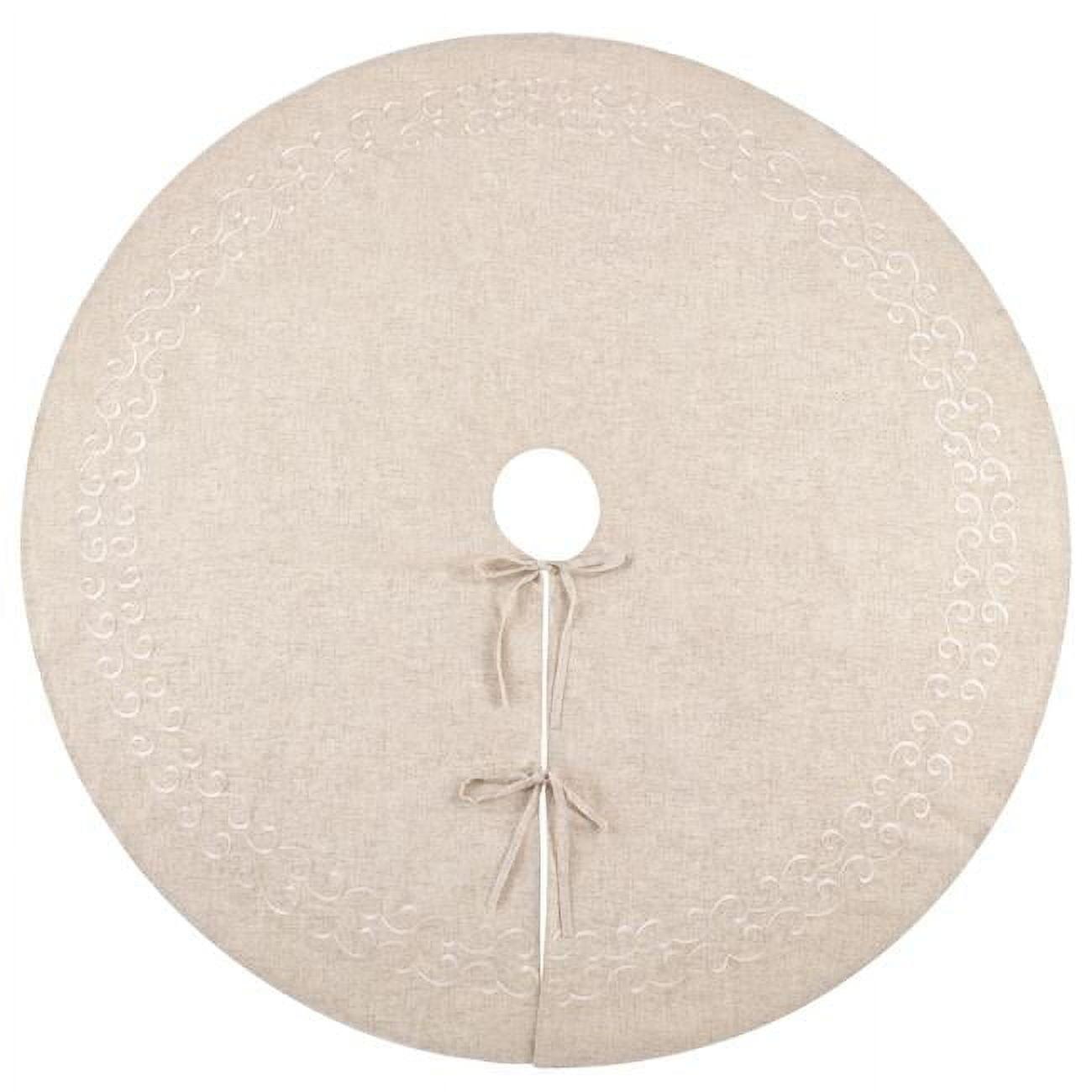 Saro Lifestyle Saro Lifestyle Embroidered Christmas Tree Skirt, Natural, 56"
