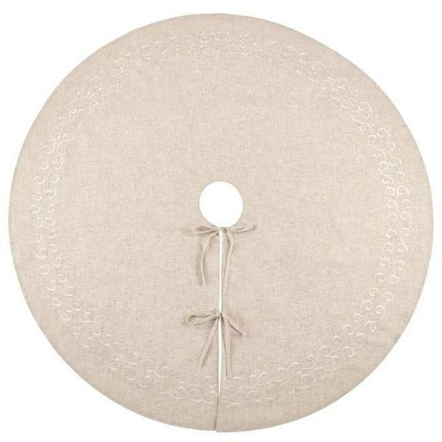 Saro Lifestyle Saro Lifestyle Embroidered Christmas Tree Skirt, Natural, 56"