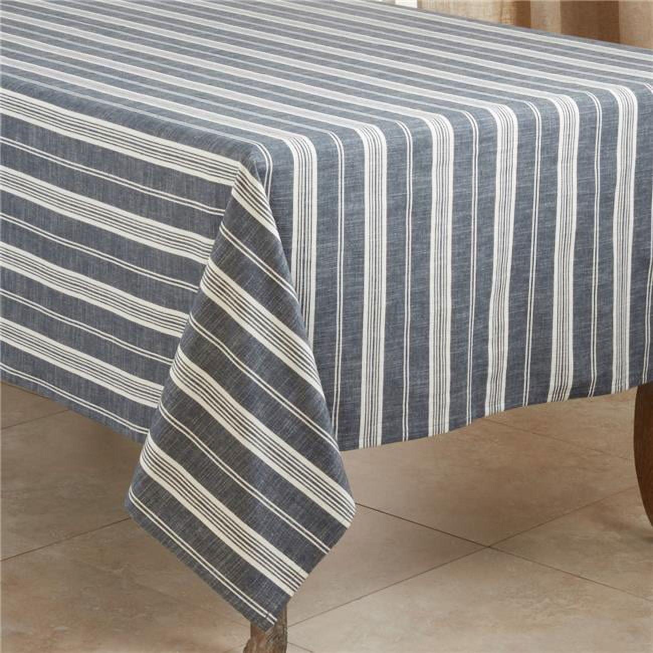 Saro Lifestyle Striped Design Tablecloth, 70"x70", Blue
