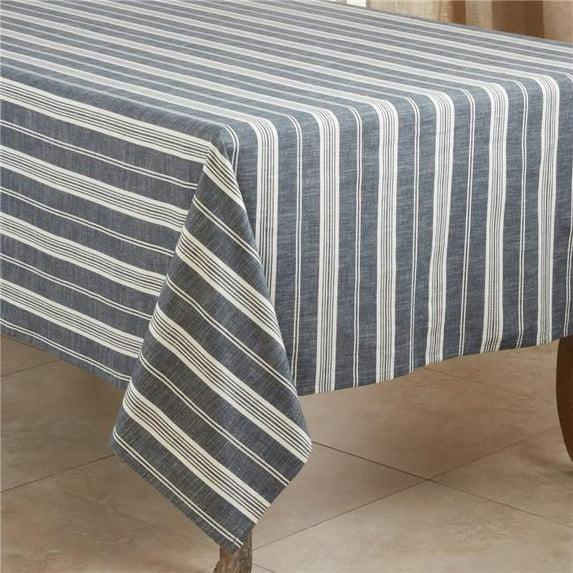 Saro Lifestyle Striped Design Tablecloth, 70"x70", Blue