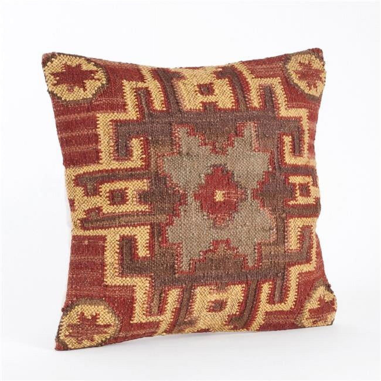 Saro Kilim Pillow Collection Wool Blend Reversible Throw Pillow