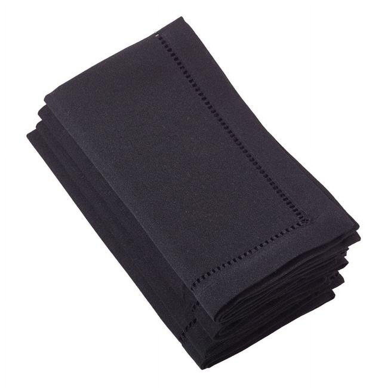 SARO 6304.BK20S 20 in. Square Classic Hemstitch Border Dinner Napkin  Black - Set of 4