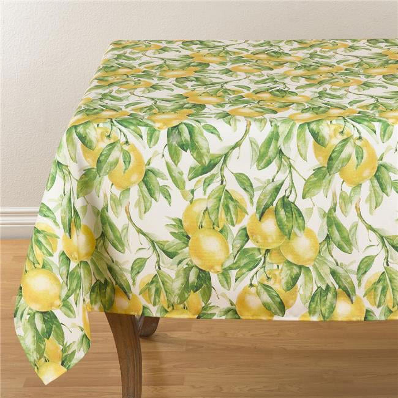 Saro Lifestyle Casual Tablecloth With Printed Lemon Design, Multi, 65" x 90"