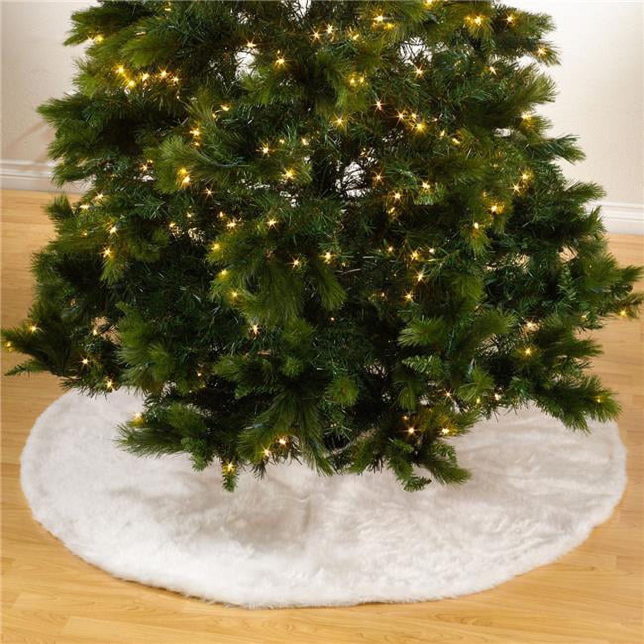 Saro Lifestyle Solid Faux Fur Design Christmas Tree Skirt