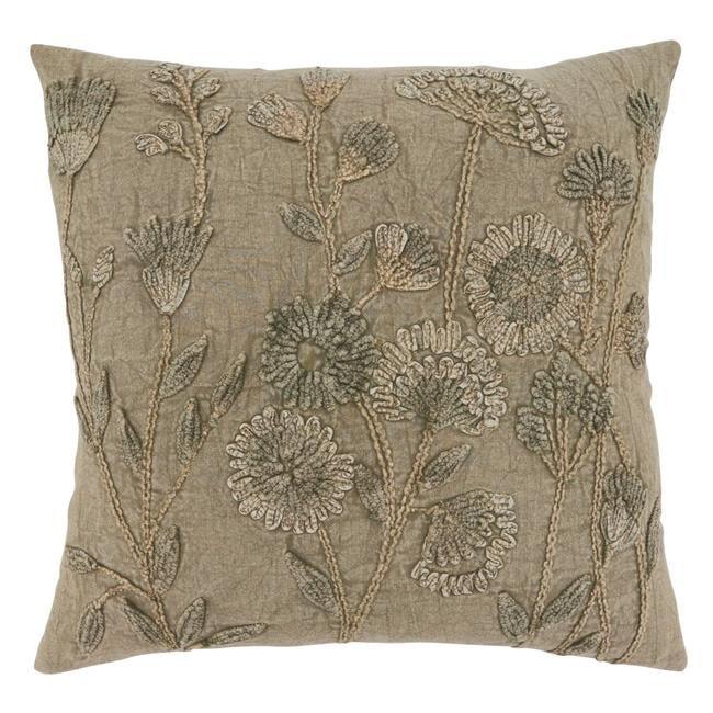 Saro Genevieve Collection Appliqued Cotton Pillow Cover