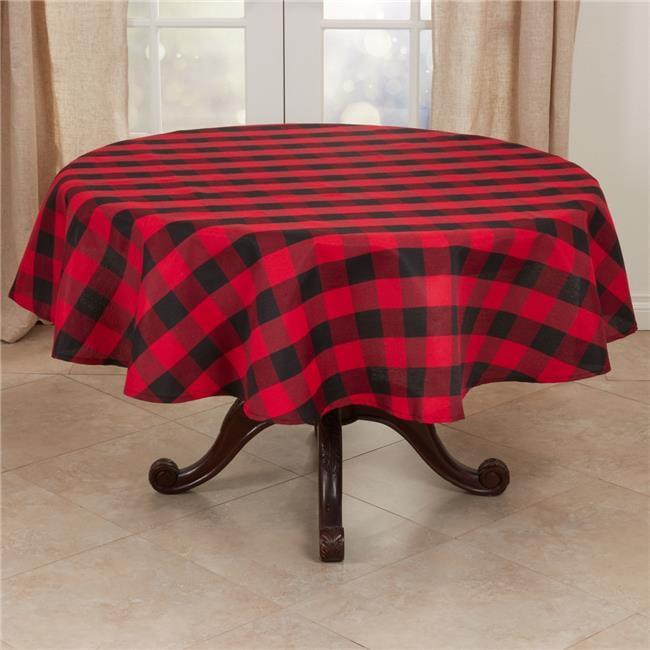 Saro Lifestyle Buffalo Plaid Cotton Blend Tablecloth, Red, 70" Round