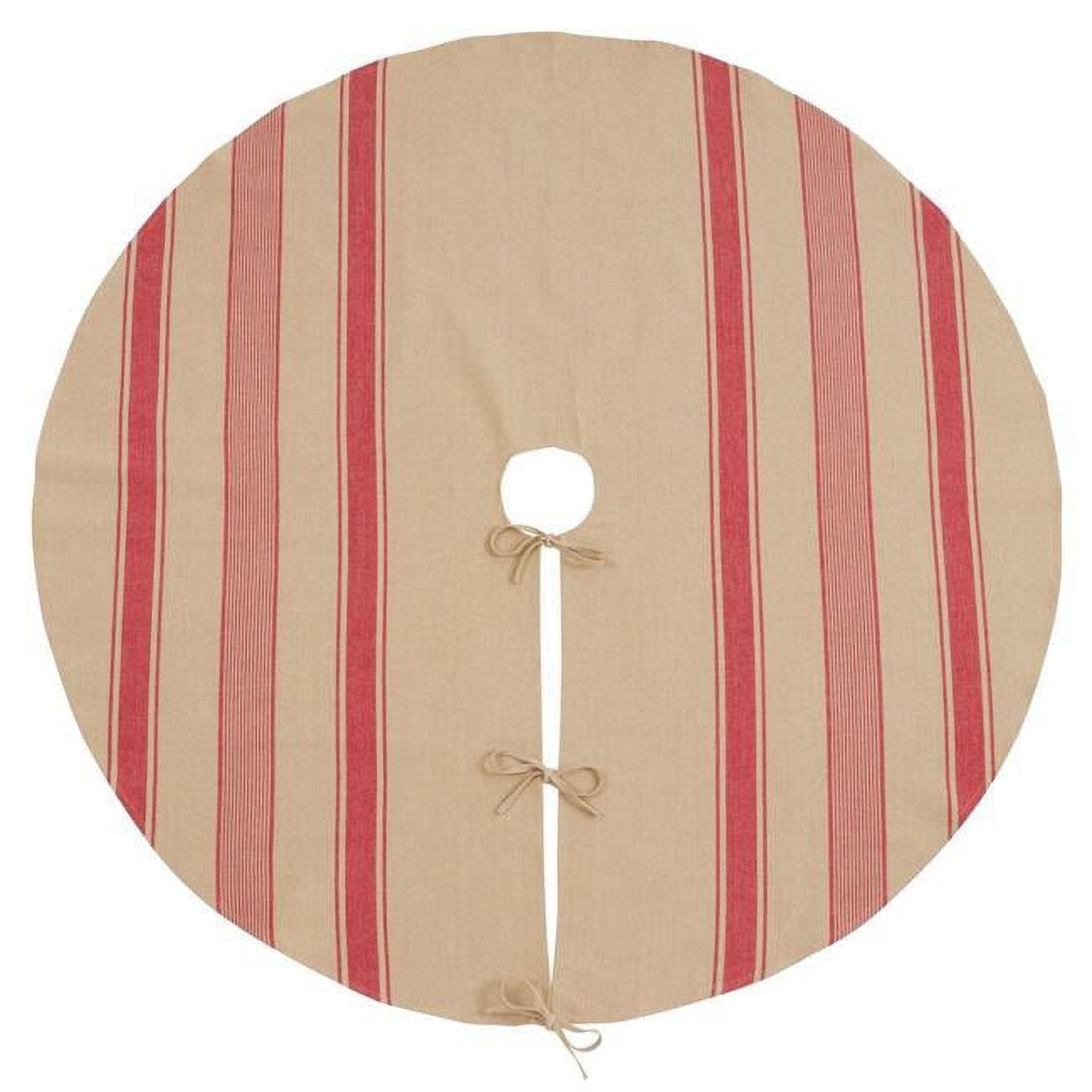 Red and Beige Cotton Banded Design Tree Skirt