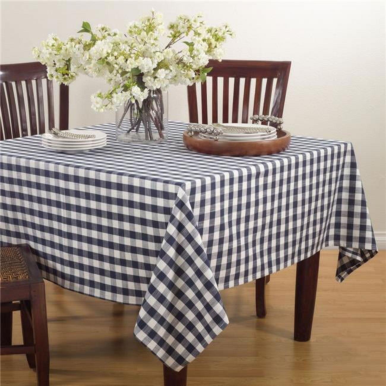 Navy Blue Cotton Gingham Square Tablecloth