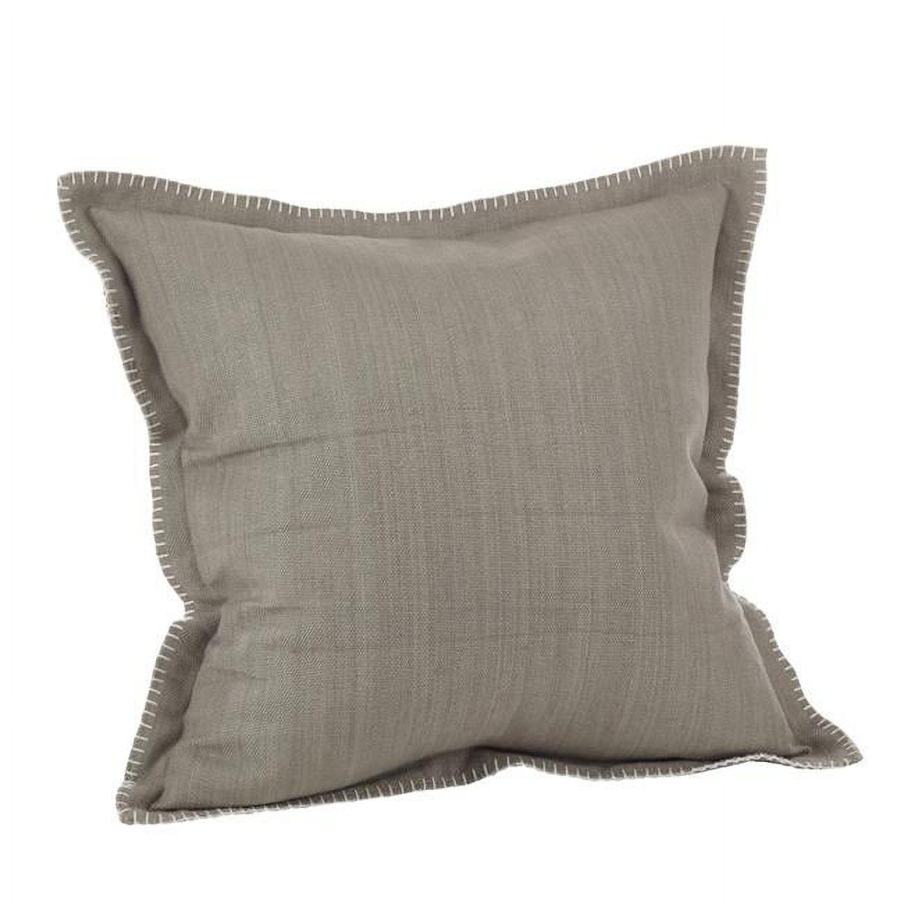 Gray 20" Square Whip Stitched Cotton Throw Pillow