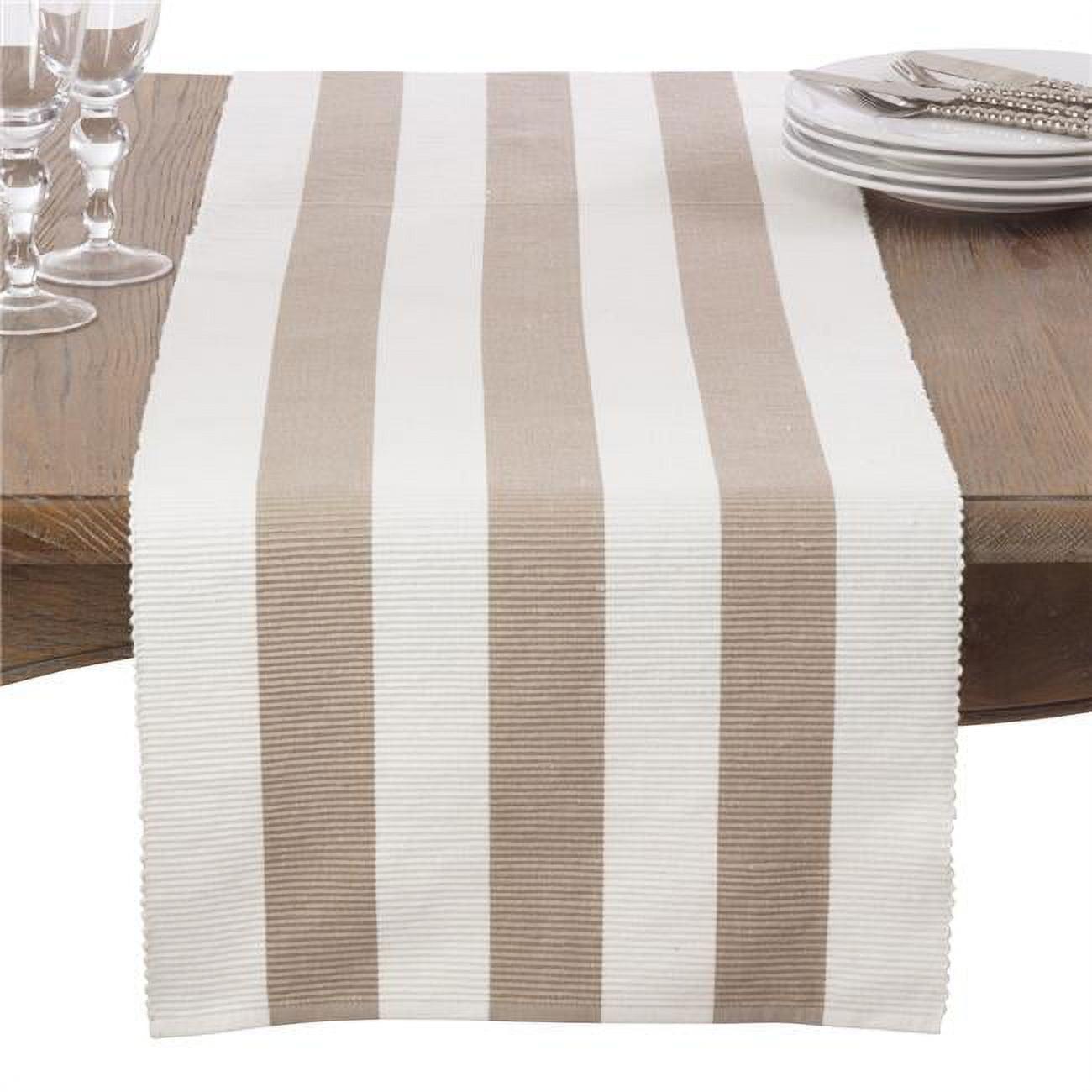 Taupe Classic Stripe Design Table Runner (16"x72") - Saro Lifestyle