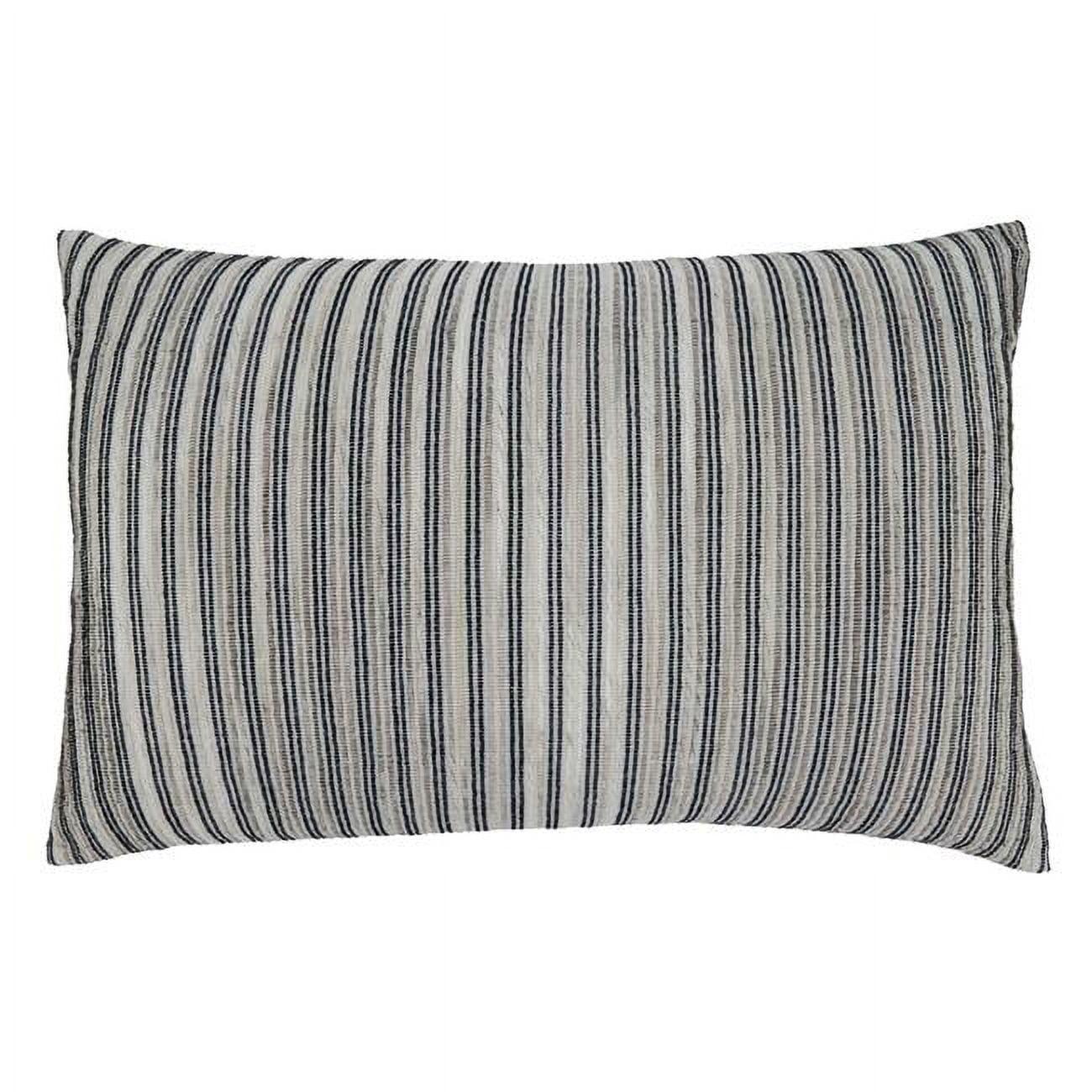 16" x 24" Black and White Striped Cotton Lumbar Pillow