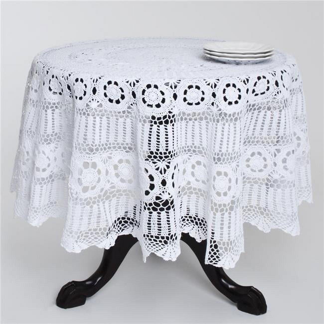 Saro Lifestyle Handmade Crochet Cotton Lace Table Linens, White, 36" Round