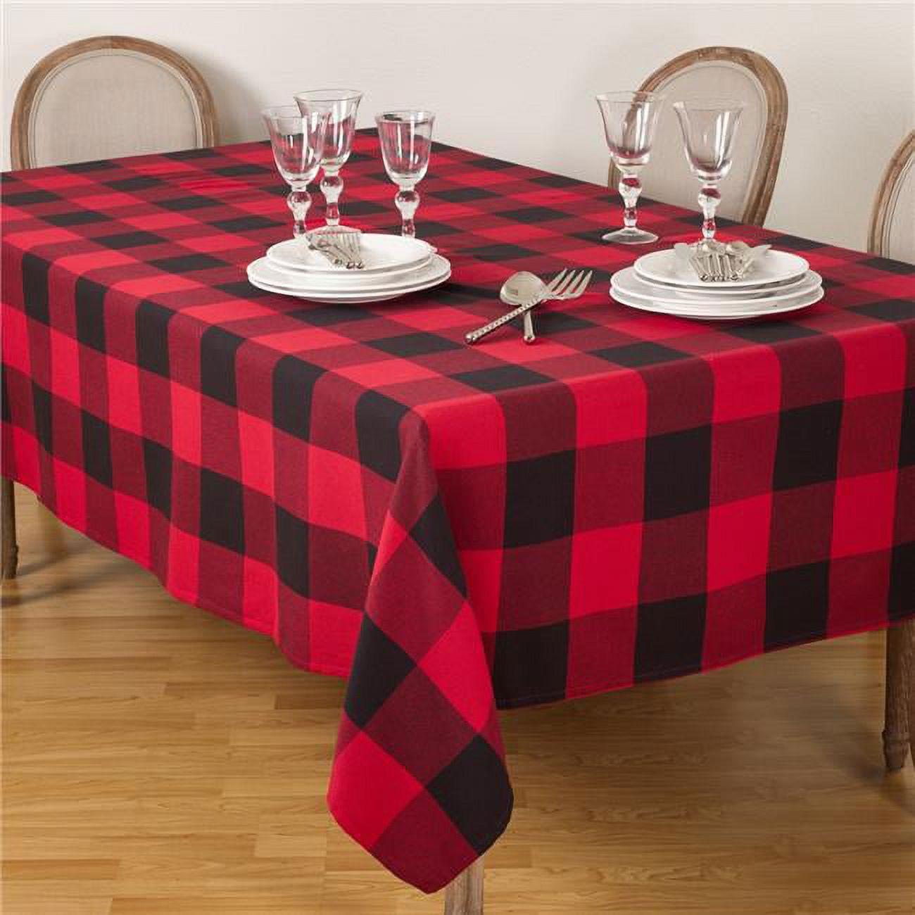 Saro Lifestyle Classic Buffalo Plaid Check Design Cotton Tablecloth