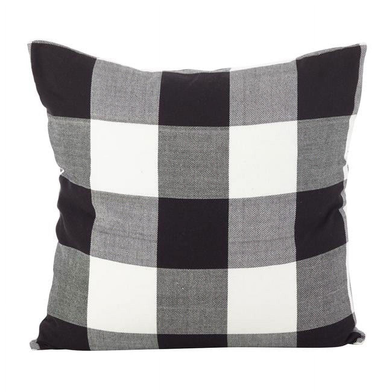 SARO 9025P.BK20S 20 in. Square Buffalo Check Plaid Design Cotton Down Filled Throw Pillow  Black