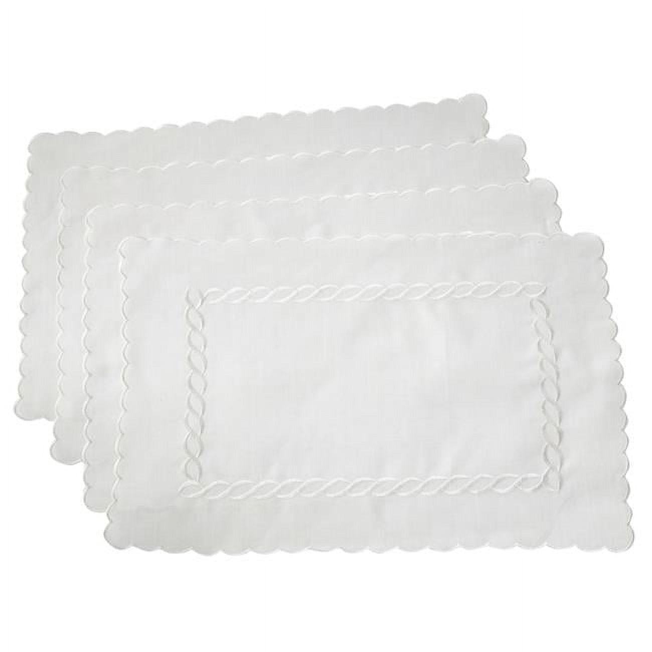 White Braided Embroidery Fabric Placemats Set of 4