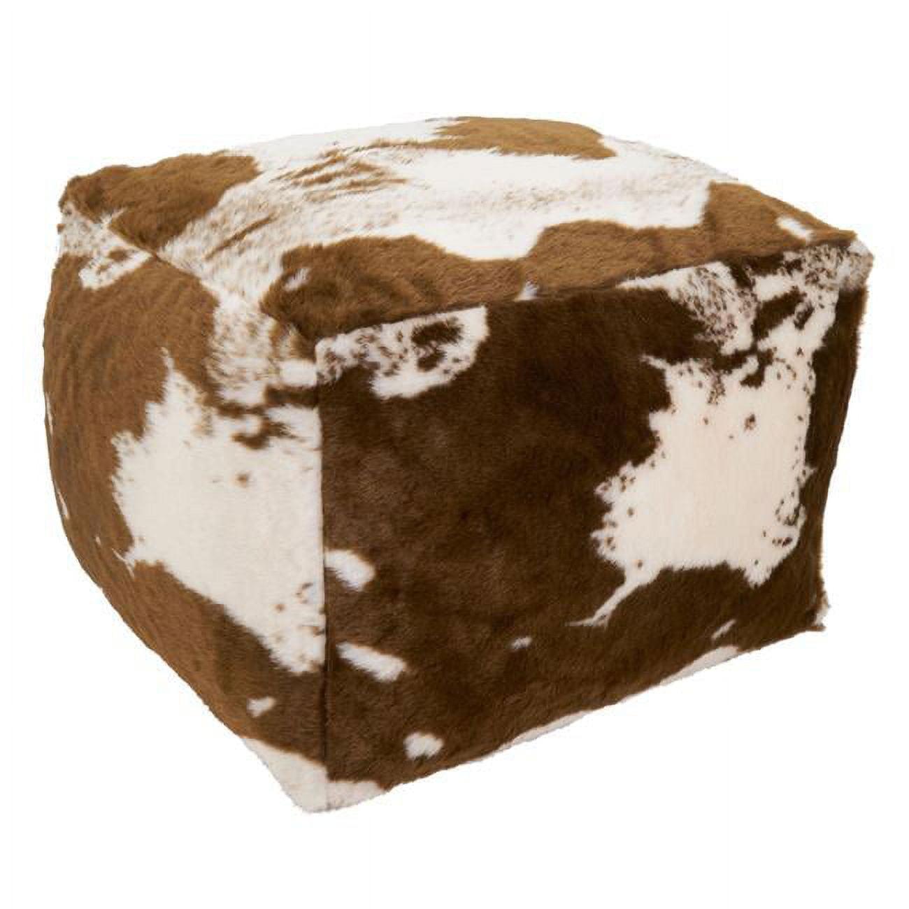 Saro Lifestyle Faux Fur Cow Hide Pouf