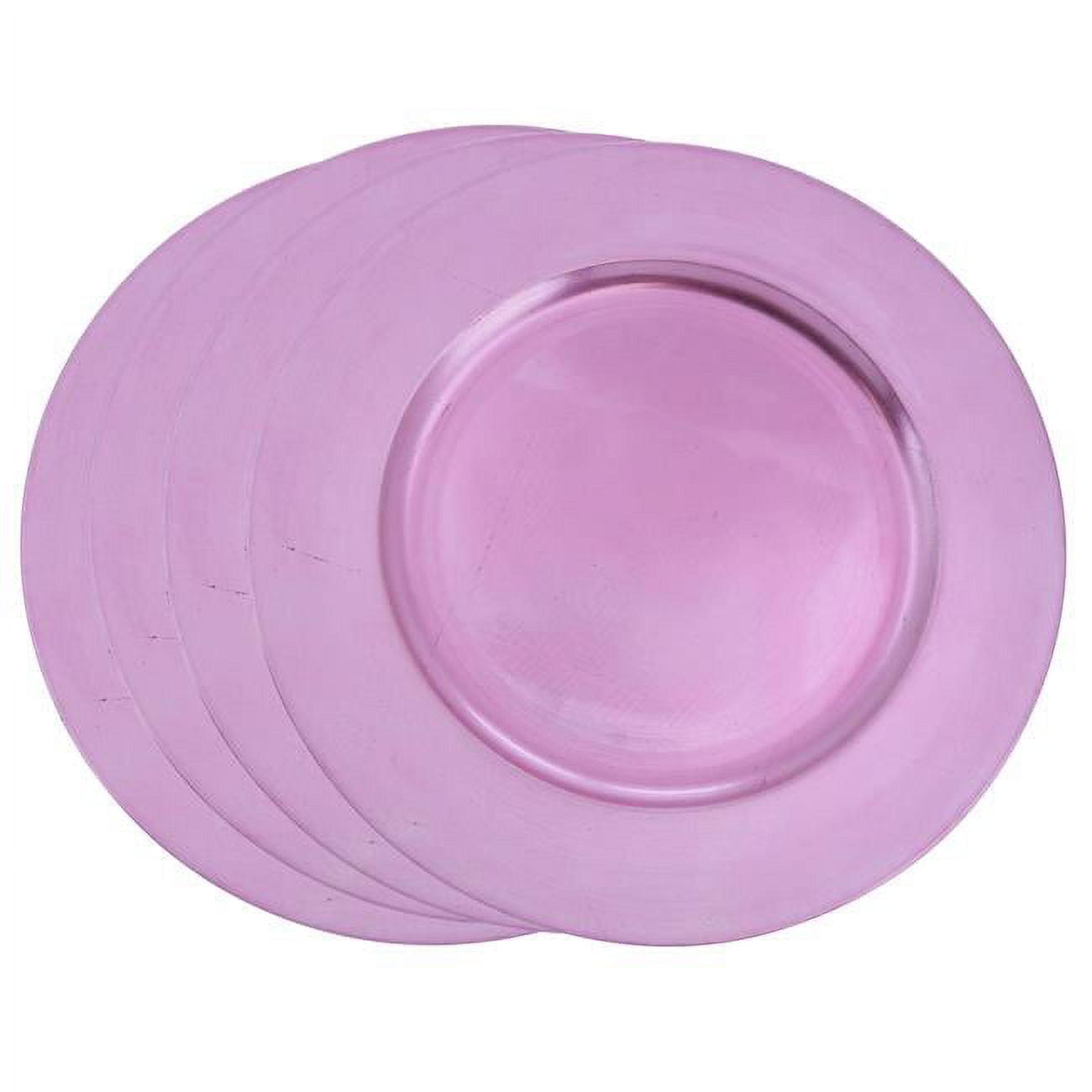 Pink Round Plastic Classic Design Charger Plates Set of 4