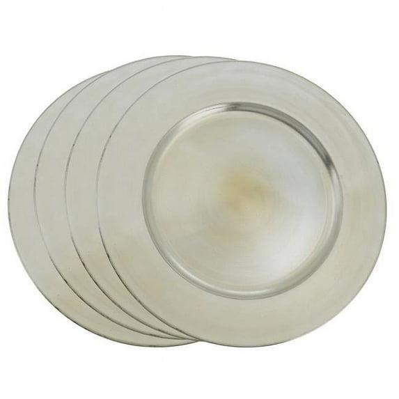 Saro Lifestyle Classic Solid Color Charger Plates, Platinum, 13" Round