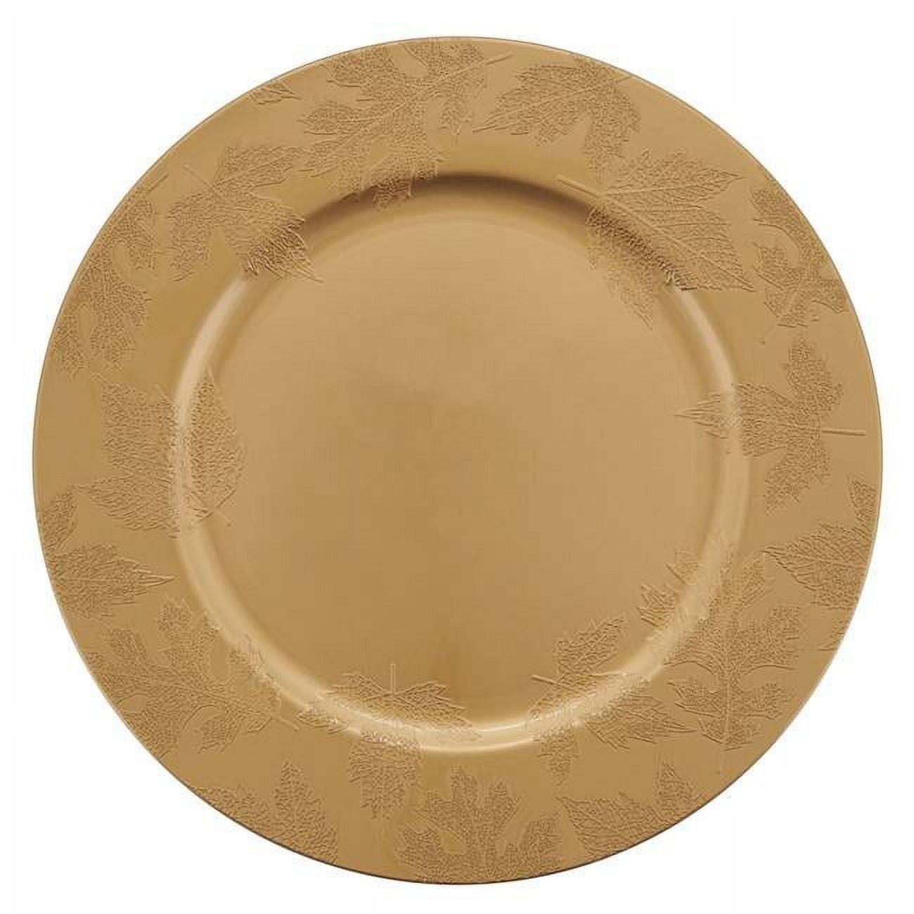 Gold Fall Leaf Design Round Charger Plates Set of 4