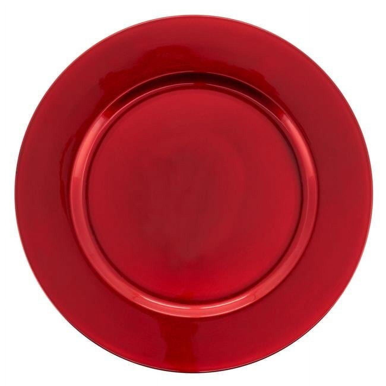 Saro Lifestyle Classic Solid Color Charger Plates, Red, 13" Round