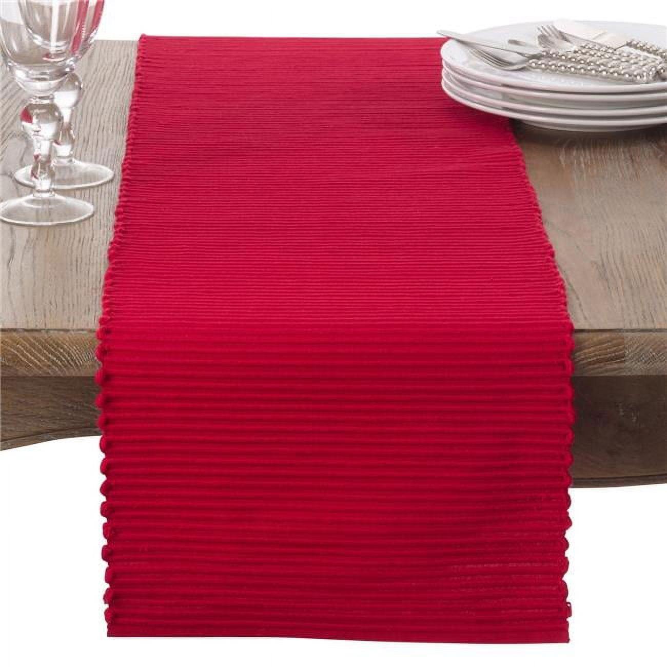 13"x72" Classic Ribbed Table Runner Red - Saro Lifestyle