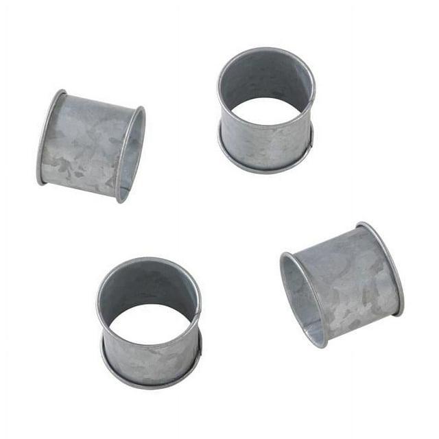 Saro Lifestyle Silver Galvanized Design Industrial Style Metal Napkin Ring Set of 4
