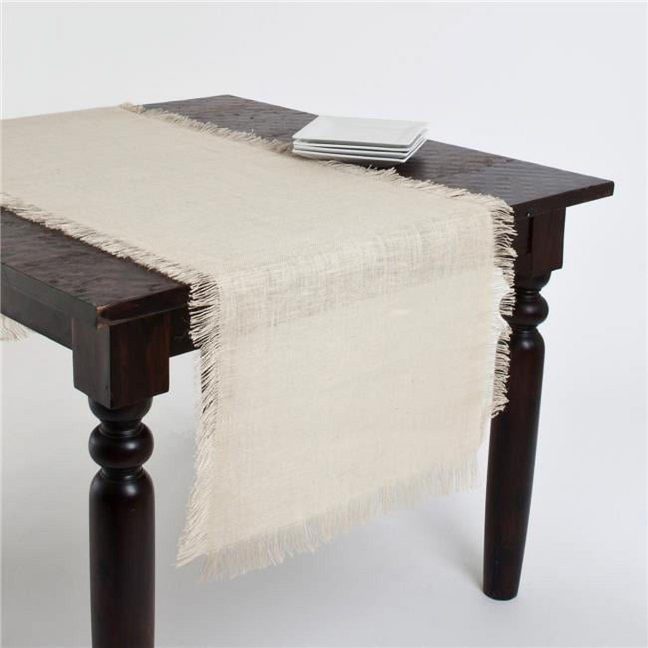 Ivory Fringed Jute Table Runner 20" x 108"