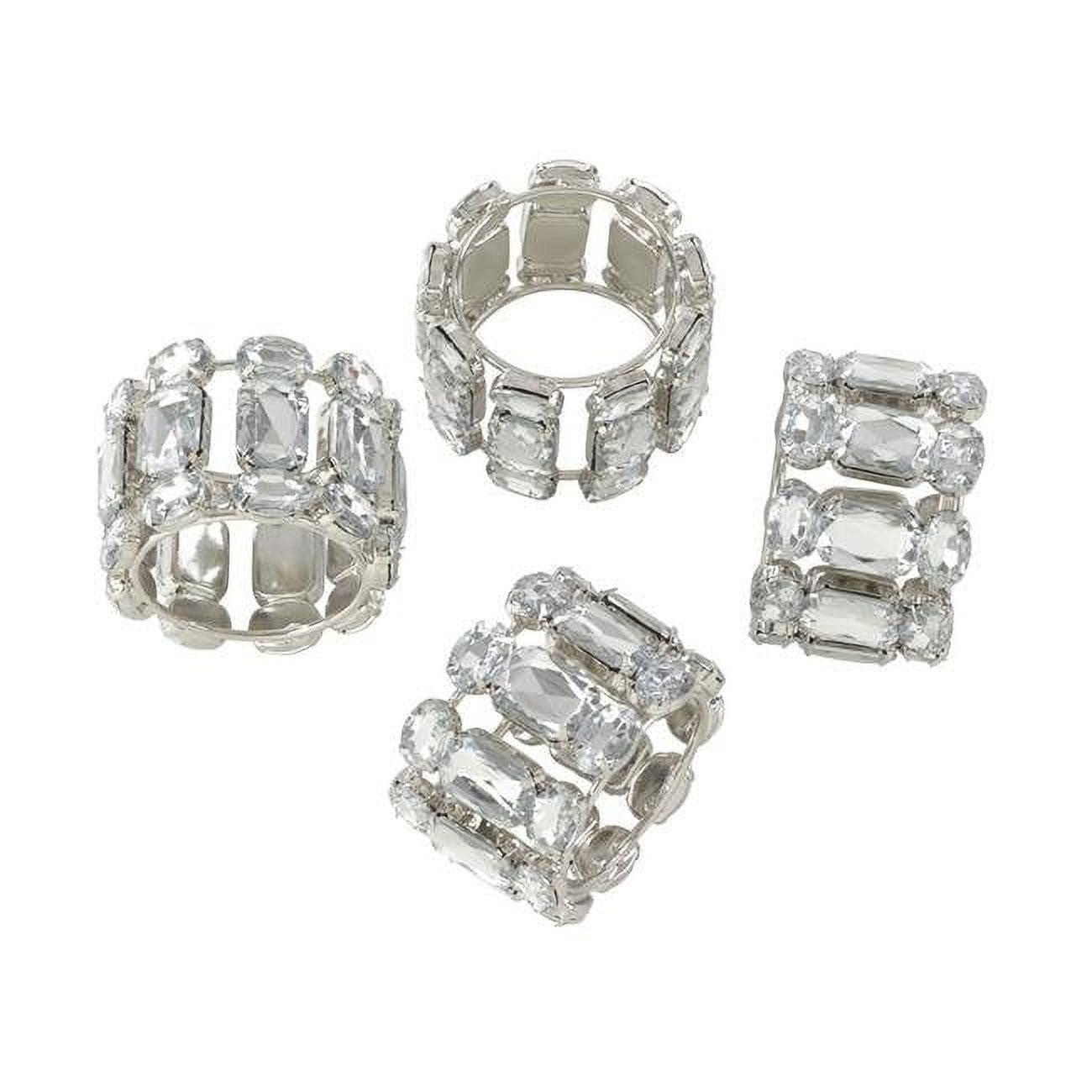 Saro Lifestyle Jeweled Gem Glam Bling Elegant Event Napkin Ring - Set of 4