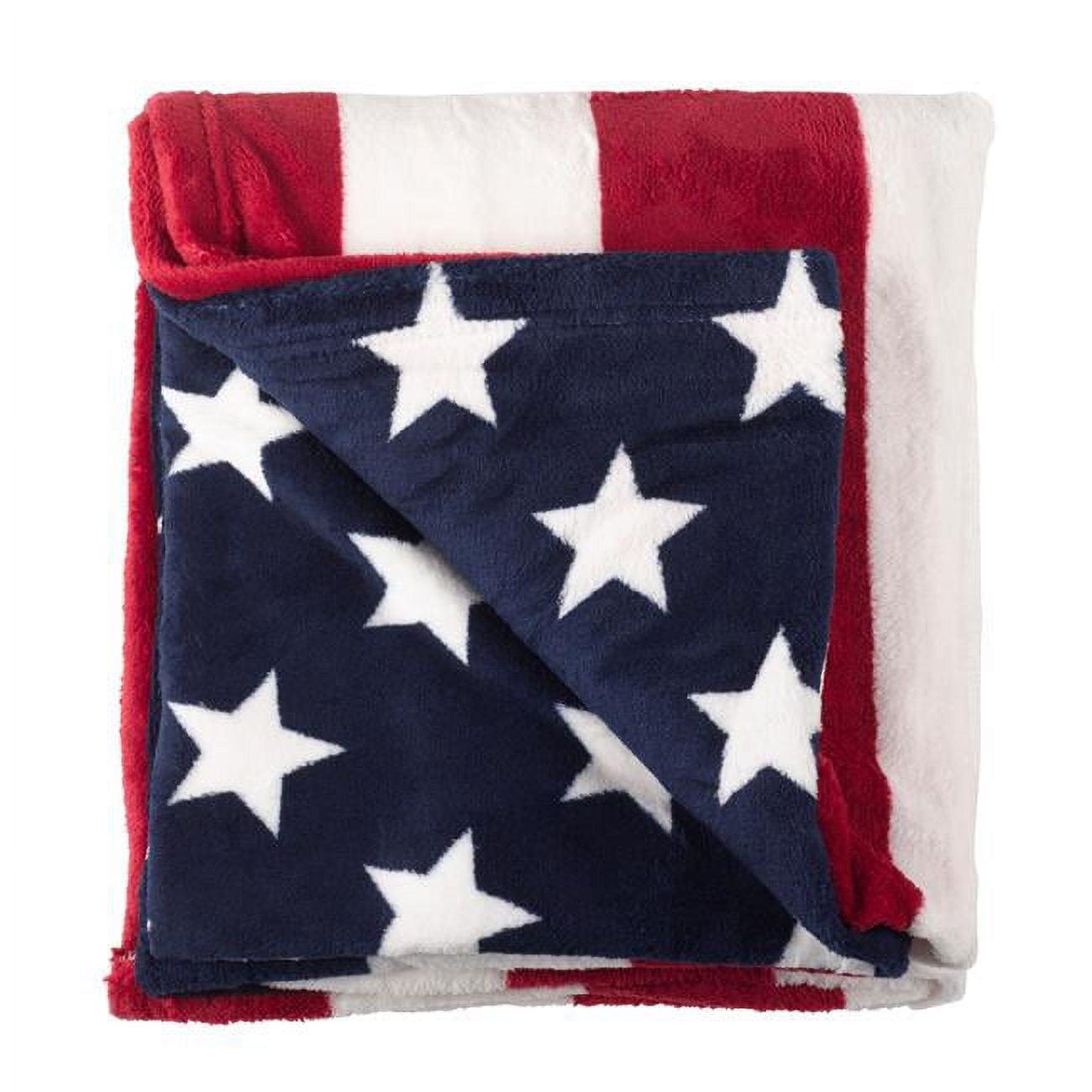 50"x60" American Flag Stars Striped Fleece Throw Blanket - Saro Lifestyle: Cozy Patriotic Vintage Style