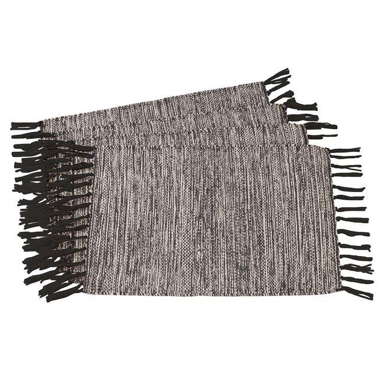 Black Woven Cotton and Jute Placemats with Tassels, Set of 4