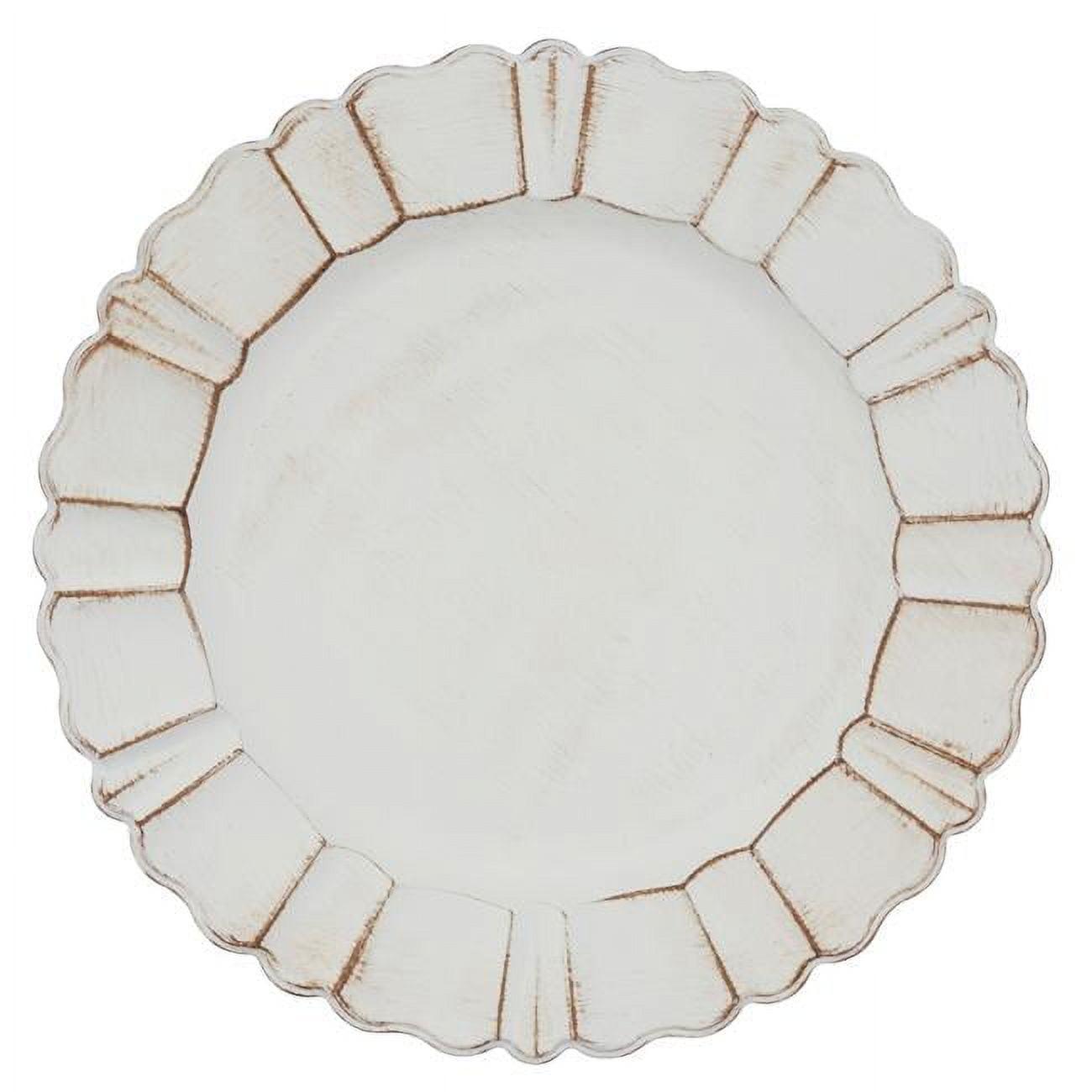 Elegant Ivory Scalloped Ruffled 13" Charger Plates, Set of 4