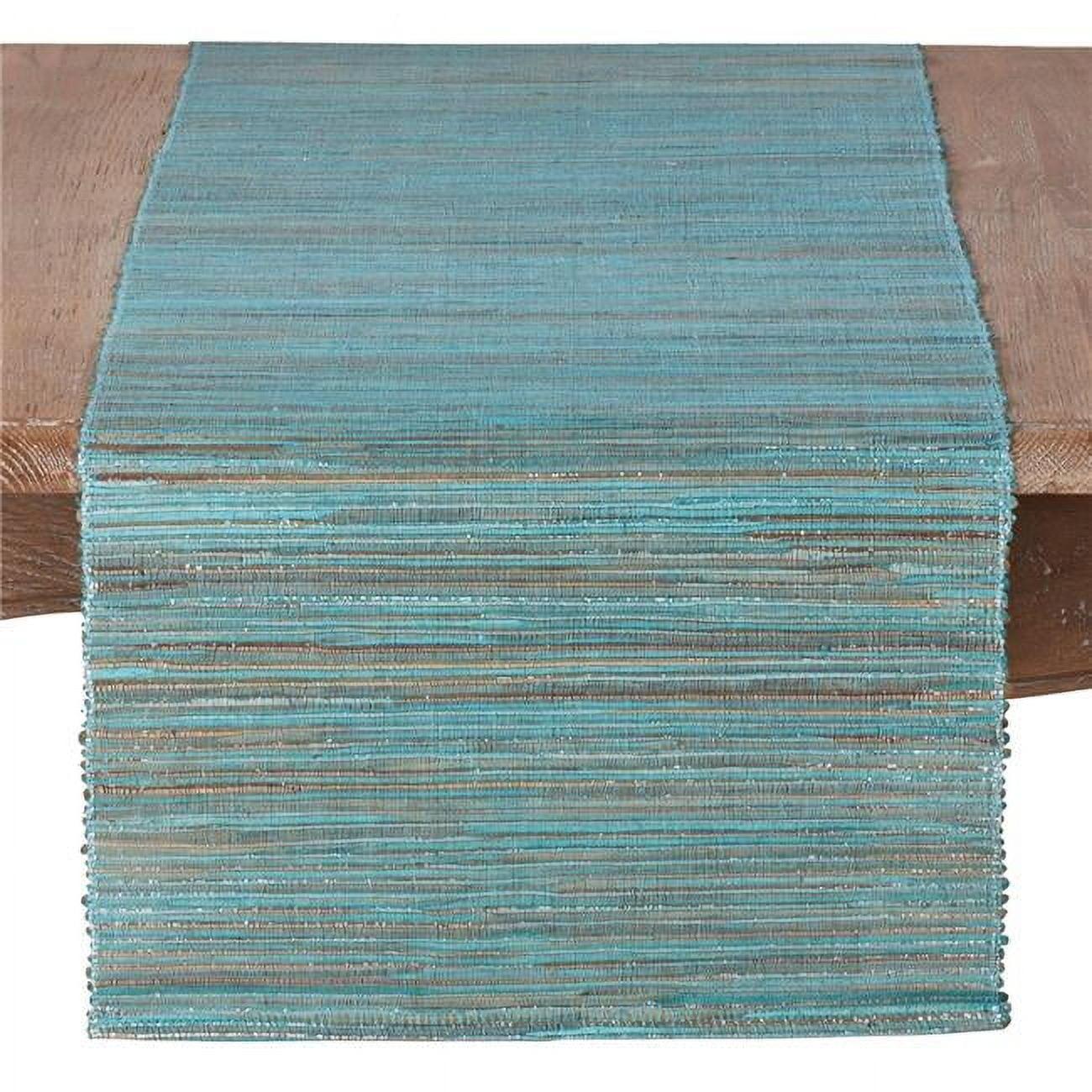 Saro Lifestyle Shimmering Woven Nubby Runner, Turquoise, 16" x 72"